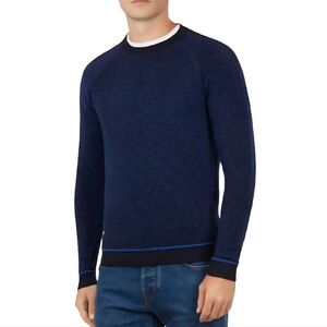 TED BAKER London Cancru Textured Knit Mens Size 4 Crewneck Sweater Smart Casual
